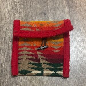 Colorful Woven Pouch with Red Trim